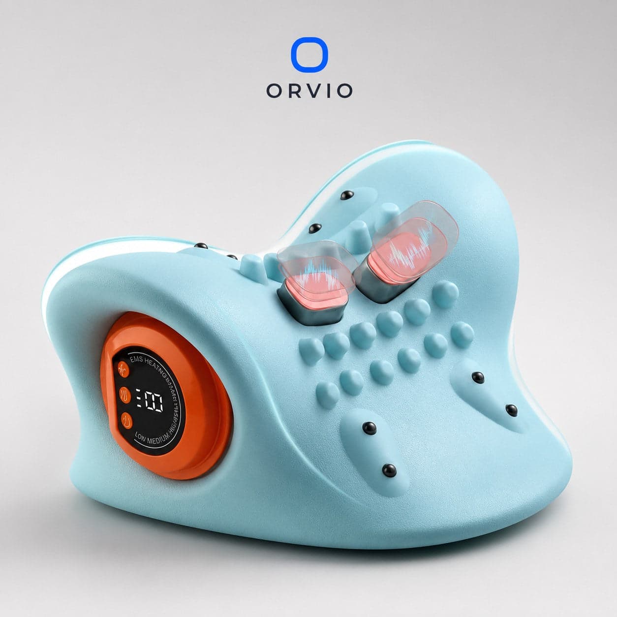 ORVIO NeckWave — coussin cervical EMS chauffant avec points d'acupression